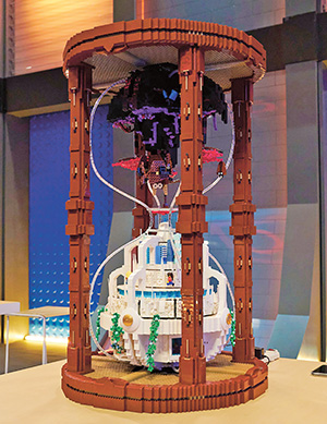 Image of an hourglass made out of legos
