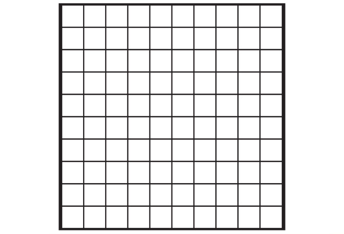 A grid of 100 blank squares